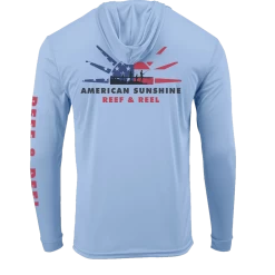 Reef & Reel American Sunshine Men's Performance Hoodie -Professional Fishing Equipment Store AmSunshineHood BlueMist