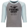 Reef & Reel Youth 3/4 Raglan My Lucky Fishing Tshirt -Professional Fishing Equipment Store Blue