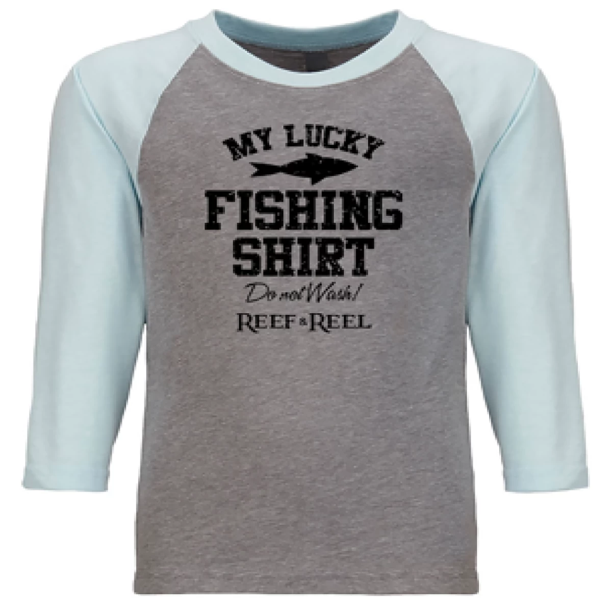 Reef & Reel Youth 3/4 Raglan My Lucky Fishing Tshirt 3 Reef & Reel Youth 3/4 Raglan My Lucky Fishing Tshirt