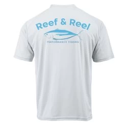 Reef & Reel Blue Fish Men's Short Sleeve Performance Fishing Shirt -Professional Fishing Equipment Store BlueFish White