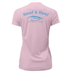 Reef & Reel Women's Blue Fish Short Sleeve Performance Shirt -Professional Fishing Equipment Store BlueFishiSS CharityPinkBack