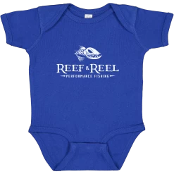 Reef & Reel Performance Fishing Infant Basic Onesie 7 Reef & Reel Performance Fishing Infant Basic Onesie -Professional Fishing Equipment Store Blue Onsie RRLogo