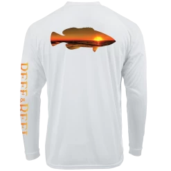 Reef & Reel Grouper Men's Long Sleeve Performance Shirt -Professional Fishing Equipment Store Grouper White