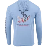 Reef & Reel American Made Men's Long Sleeve Performance Hoodie -Professional Fishing Equipment Store Made Blu Hood BCK Performance