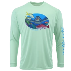 Reef & Reel Vitale Bros. Youth Sea Turtle LS Performance Shirt -Professional Fishing Equipment Store SeaTurtleLSYouth Seafoam