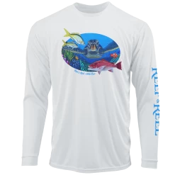 Reef & Reel Vitale Bros. Youth Sea Turtle LS Performance Shirt -Professional Fishing Equipment Store SeaTurtleLSYouth White