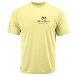 Reef & Reel Sunshine State Men's Short Sleeve Performance Shirt -Professional Fishing Equipment Store SunWave Yellow Front SS Design File