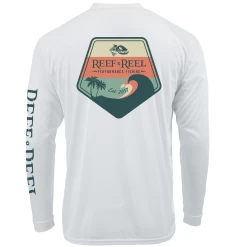 Reef & Reel Classic Wave Men's Long Sleeve Performance Shirt 15 Reef & Reel Classic Wave Men's Long Sleeve Performance Shirt -Professional Fishing Equipment Store Wave White LS Design File