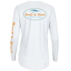 Reef & Reel Women's Long Sleeve Tuna Performance Shirt -Professional Fishing Equipment Store WomensPerformance LS Design Wht bck