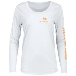 Reef & Reel Women's Long Sleeve Tuna Performance Shirt -Professional Fishing Equipment Store WomensPerformance LS Design Wht frnt