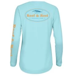 Reef & Reel Women's Long Sleeve Tuna Performance Shirt -Professional Fishing Equipment Store WomensPerformance LS Design aqua bck