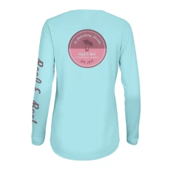 Reef & Reel Women's Palm Tree Performance LS Shirt -Professional Fishing Equipment Store Womens PinkPalm AquaLongSleevePerformance