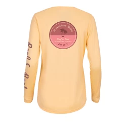 Reef & Reel Women's Palm Tree Performance LS Shirt -Professional Fishing Equipment Store Womens PinkPalm PeachLongSleevePerformance
