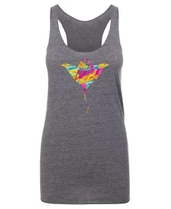 Reef & Reel Women's Manta Ray Tri Blend Tank Top -Professional Fishing Equipment Store grey