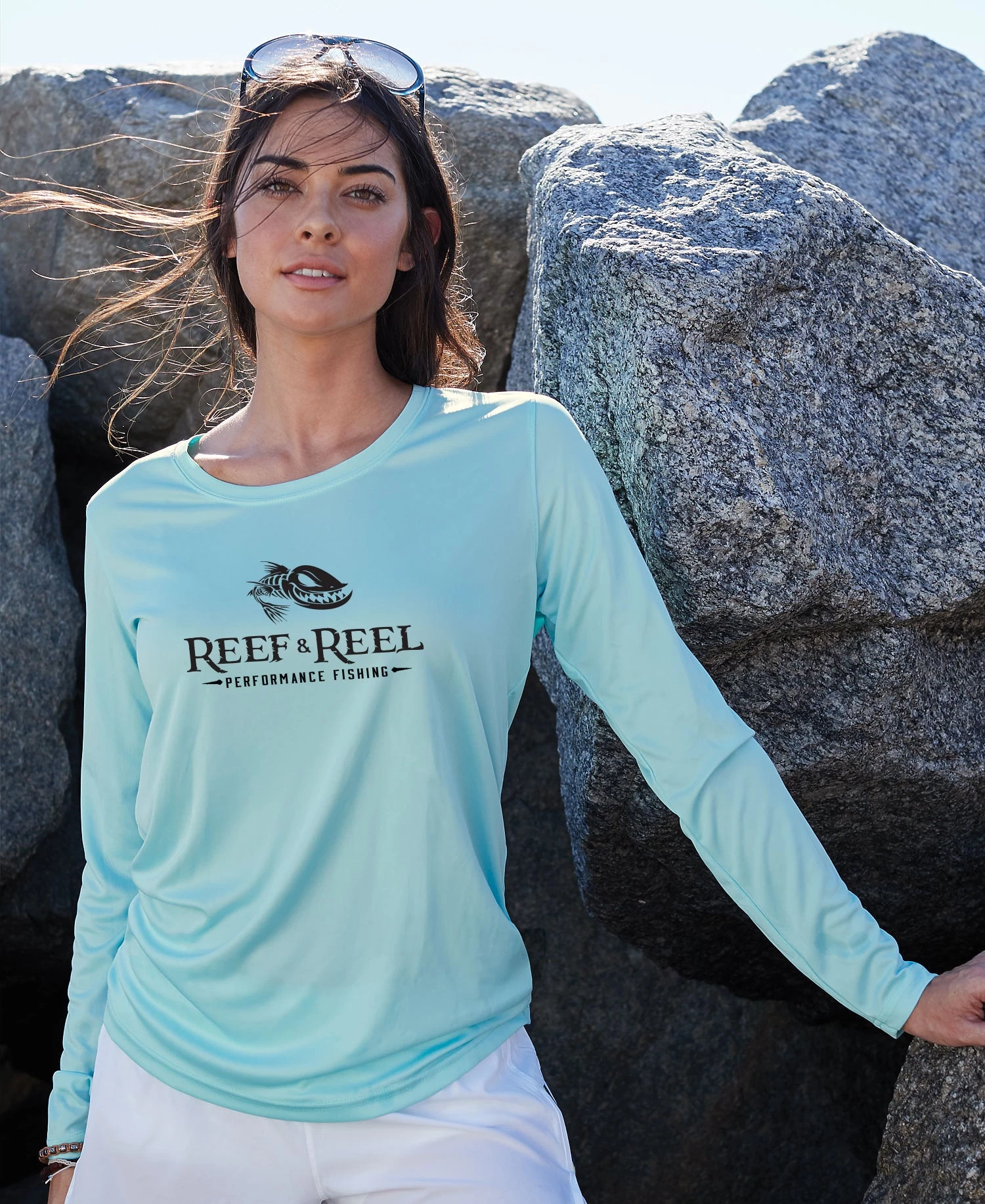 Reef & Reel Women's Floating Fish Big Logo Performance LS Shirt 4 Reef & Reel Women's Floating Fish Big Logo Performance LS Shirt - Image 2
