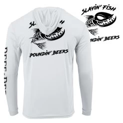Reef & Reel Slayin' Fish Poundin' Beers Hooded Performance LS Shirt -Professional Fishing Equipment Store white e1739bdd 3338 4215 a463 aab196d07b2b